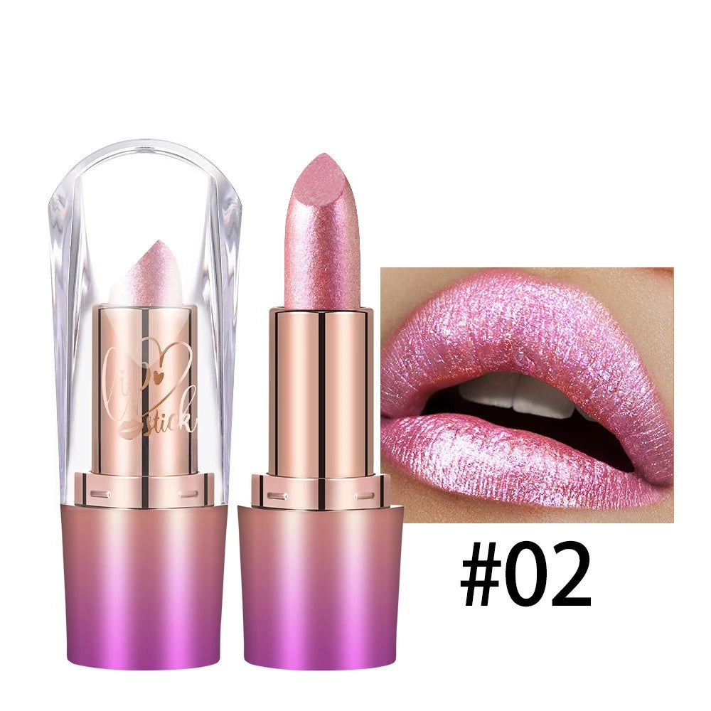 Metallic Lip Gloss Glitter Glaze Waterproof Long-Lasting — Bright Red | KIMLUD