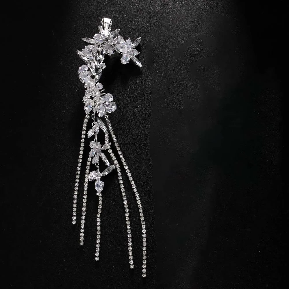 Tassel Geometric Ear Clips Without Piercing — Crystal | KIMLUD