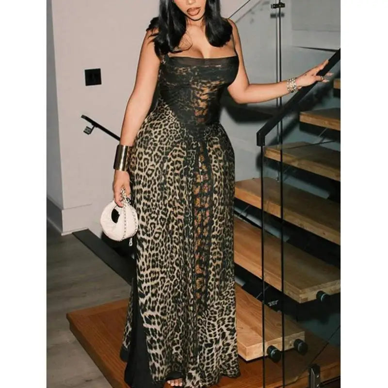 Autumn New Sle Women's  Dr Leopard Print Bal Belted Summer Casual Sport Suit Seven Sve Length ZV68