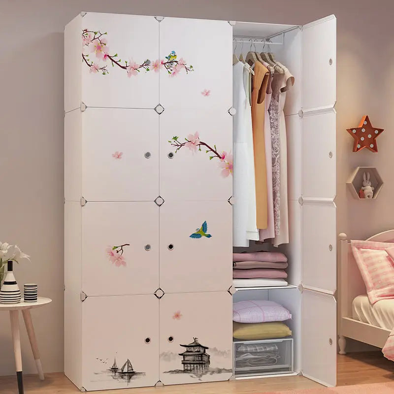 Plastic Wardrobe Collapsible with Large Space — White | KIMLUD