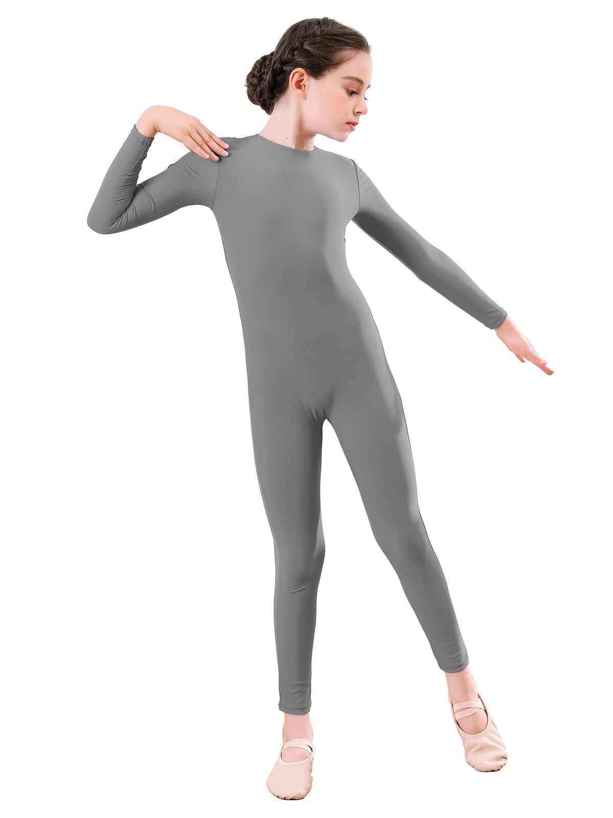 Kids Unitard – Long Sleeve – Nylon Spandex – Black | KIMLUD