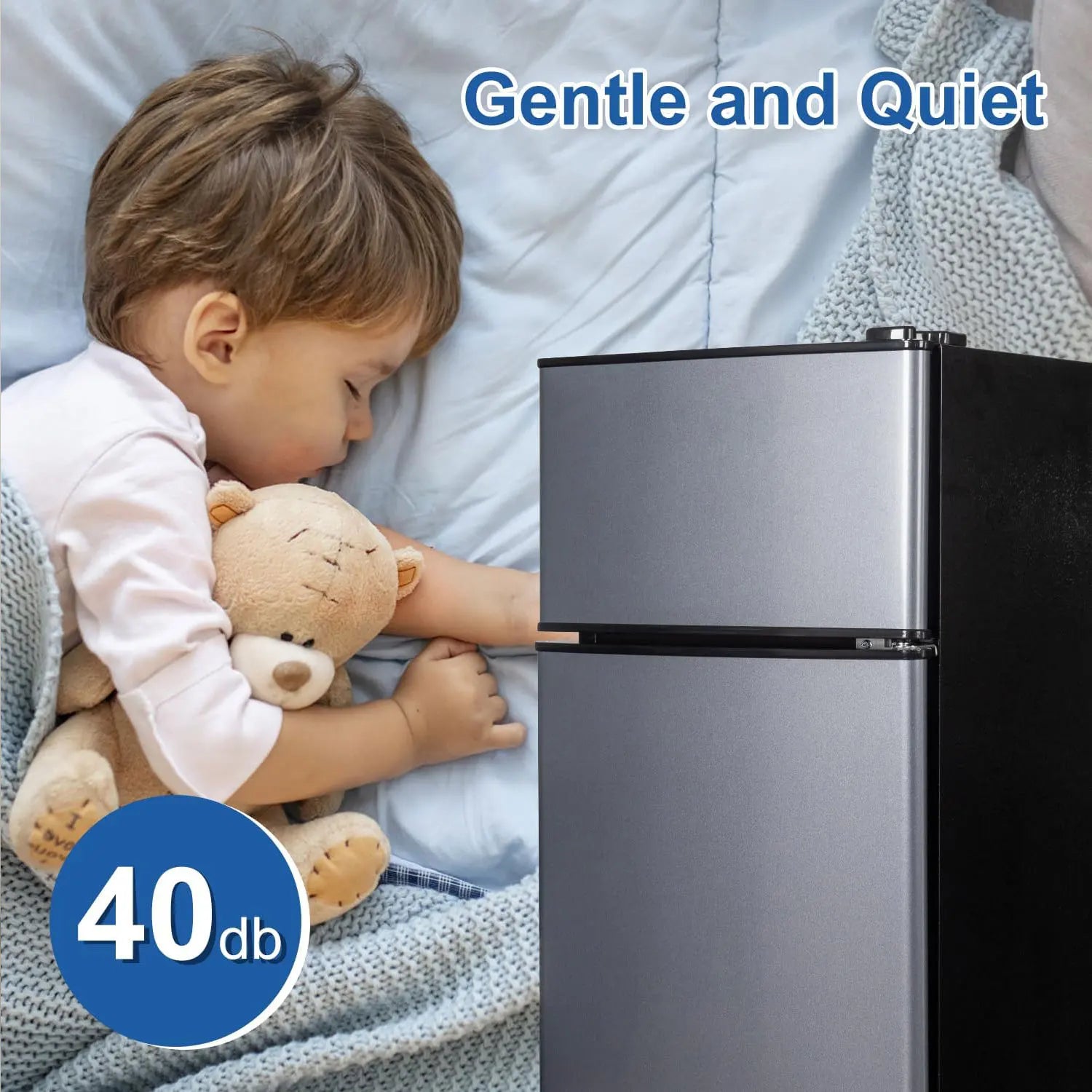 Stainless Steel Mini Fridge Double-Door — Stainless Steel | KIMLUD