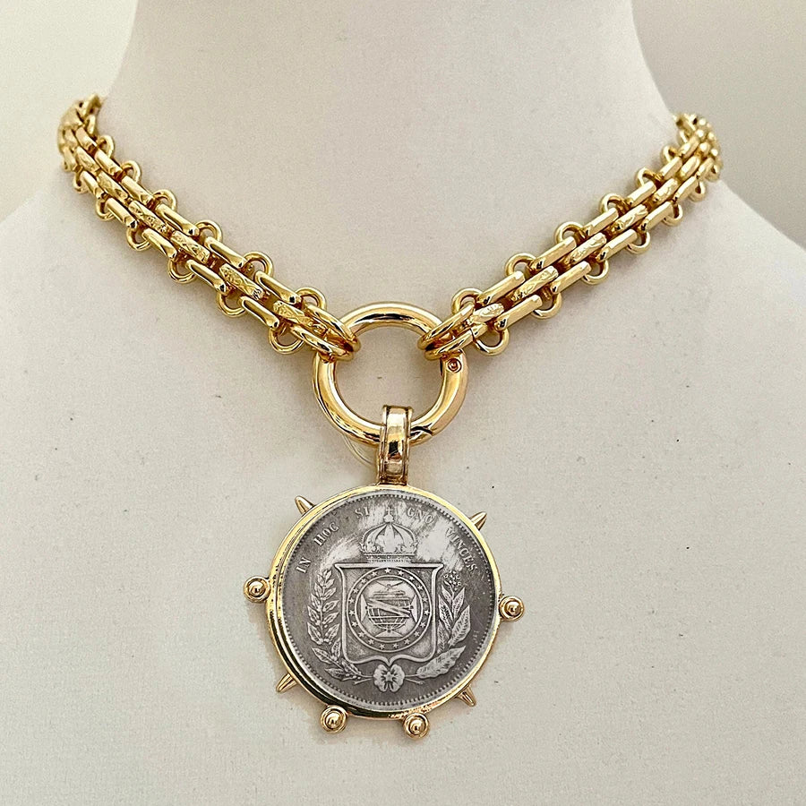 Copper Orla Coin Pendant Necklace — Copper | KIMLUD