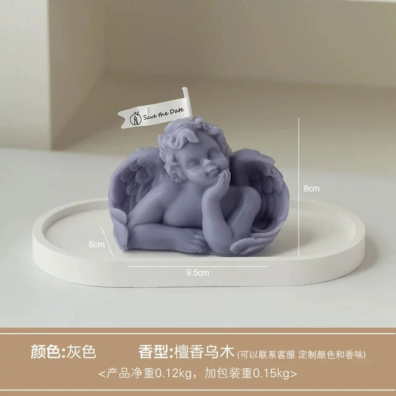 KIMLUD, 1Pc Nordic Style Cupid Angel Soy Wax Candle - Smokeless Essential Oil Aromatherapy Candle for Home Decor & Photo Props, KIMLUD Womens Clothes