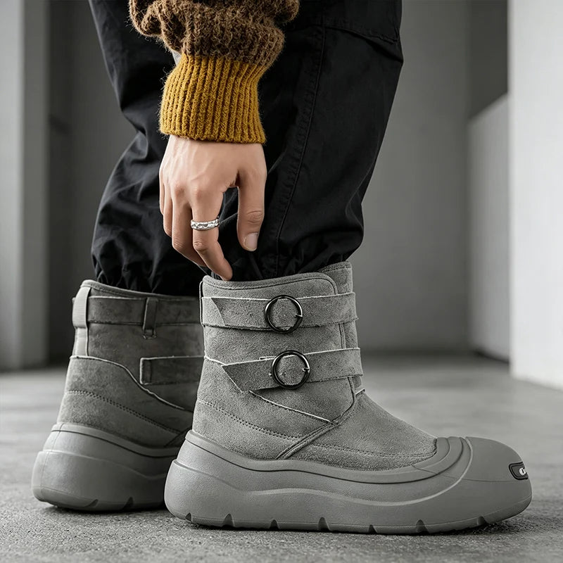 Snow Boots – Fleece-Lined Warm – Ankle Length Moto Style | KIMLUD