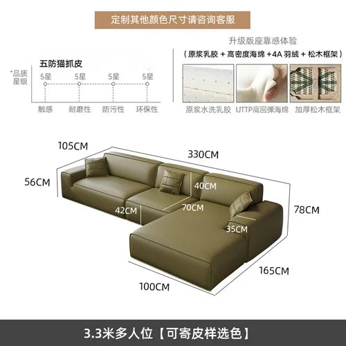 Minimalist Italian Sofa L-Shaped Modern Living Room Luxury — Ivory | KIMLUD