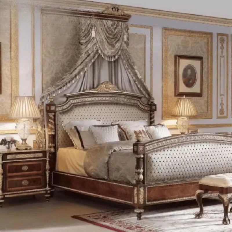 Ivory-Cream Upholstery Double Bed Square Frame — Ivory | KIMLUD