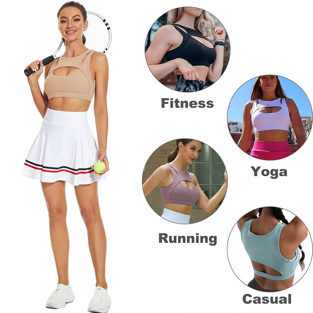 Removable Cups Sports Bra Shockproof High-Impact Running Fitness Support — Black | KIMLUD