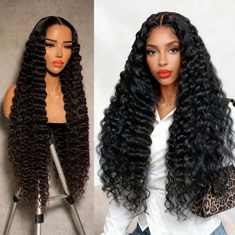 Lace Front Wig – Deep Wave 250 Density – Virgin Human Hair – Transparent | KIMLUD