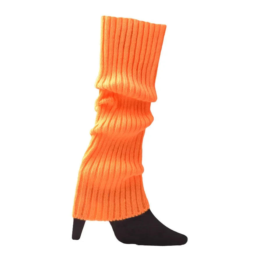 Knit Socks Neon Ribbed Leg Warmers — Black | KIMLUD