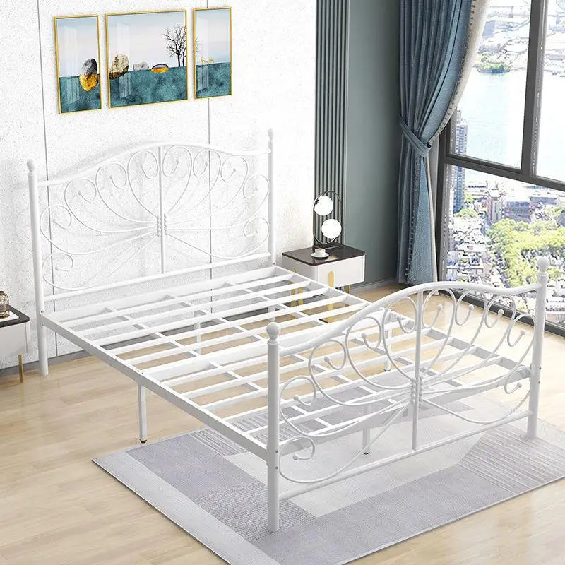 Gold-Tone Metal Bed Frame Sculptural Minimalist Modern Design Centerpiece — Gold | KIMLUD