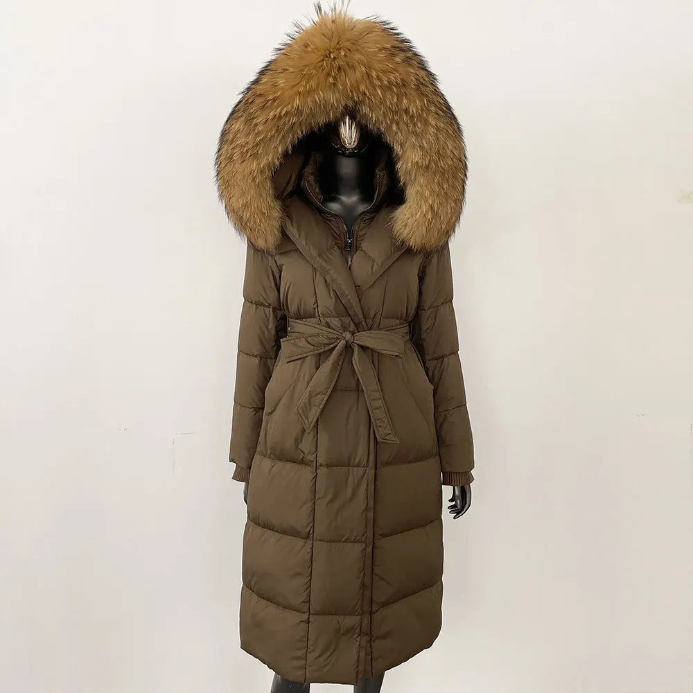 Down Coat – Fur Collar Hooded – Duck Down – White | KIMLUD