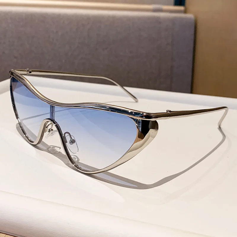 Metal Cat Eye Sunglasses Large Frame — Gold | KIMLUD