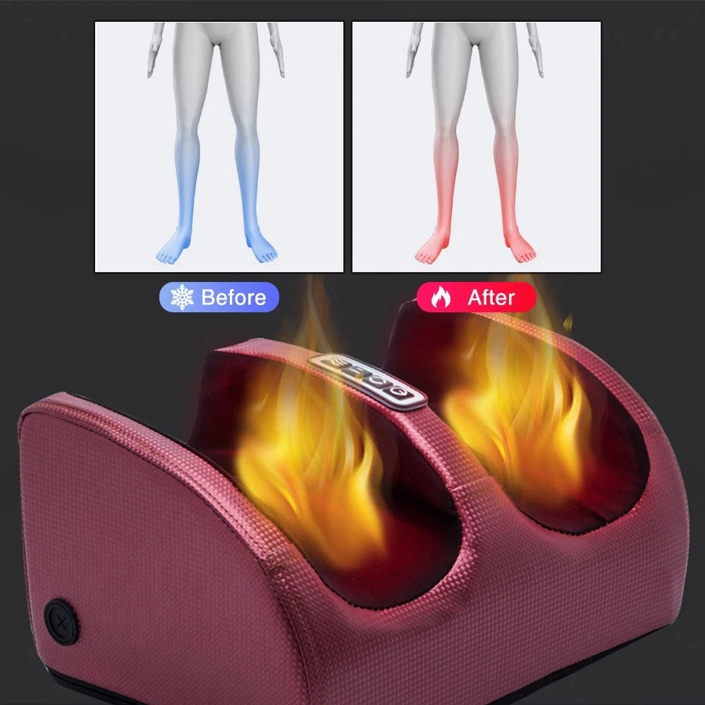 Shiatsu Foot Massager With Heated Rollers — Deep Burgundy | KIMLUD