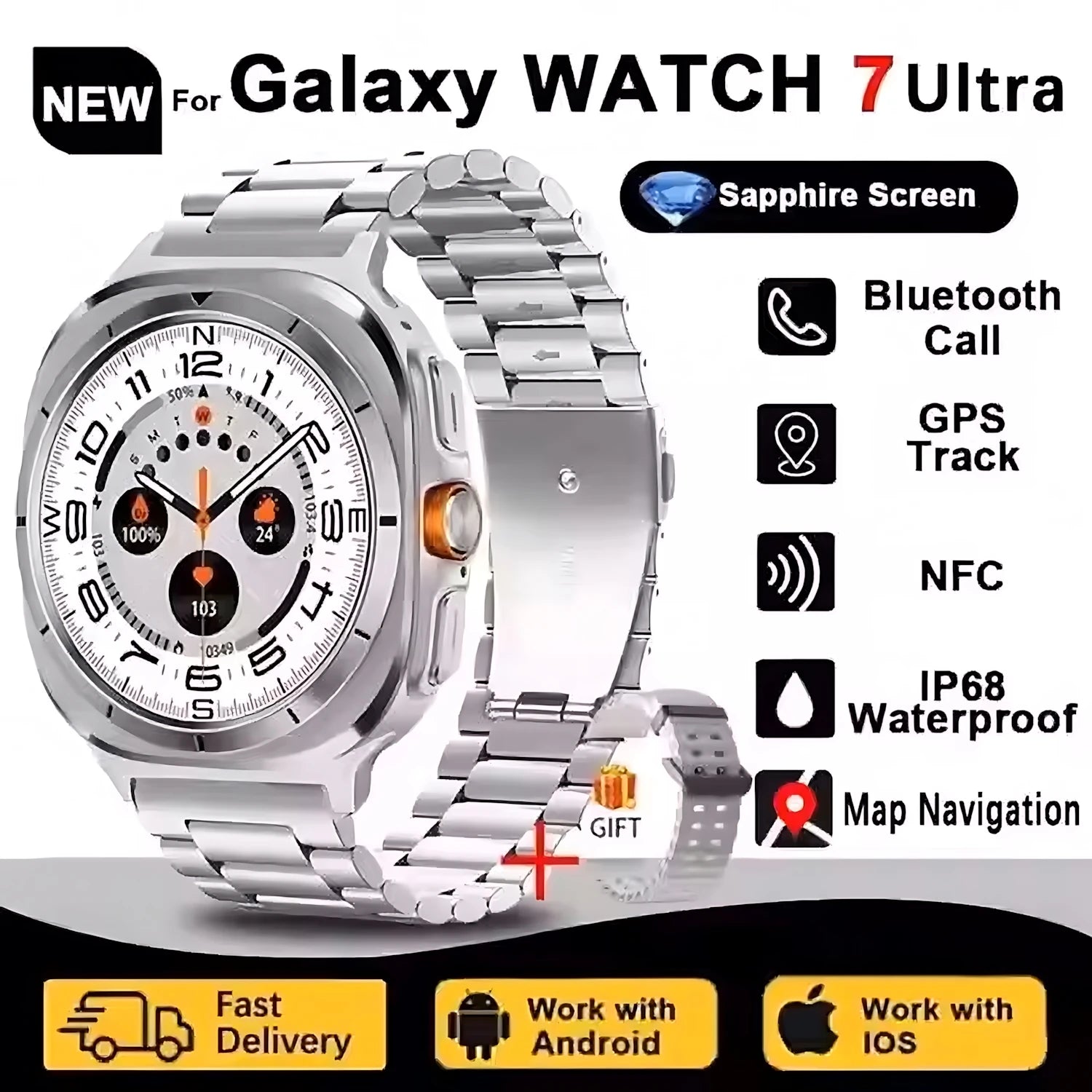 32GB DT Watch 7 Ultra Memory GPS NFC Local Music Bluetooth Call Compass Bluetooth Smart Watch For Android For Men Women 2025 NEW