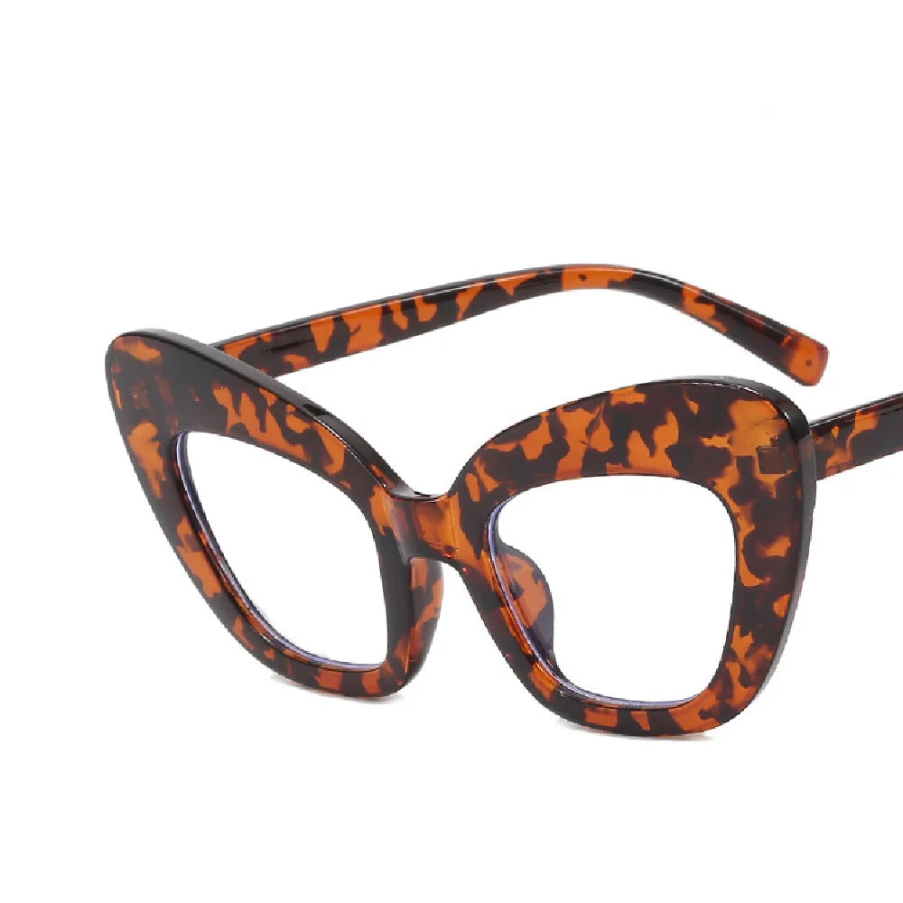 Cat Eye Eyewear Frame – Anti Blue Light – Plastic Oversized Leopard | KIMLUD