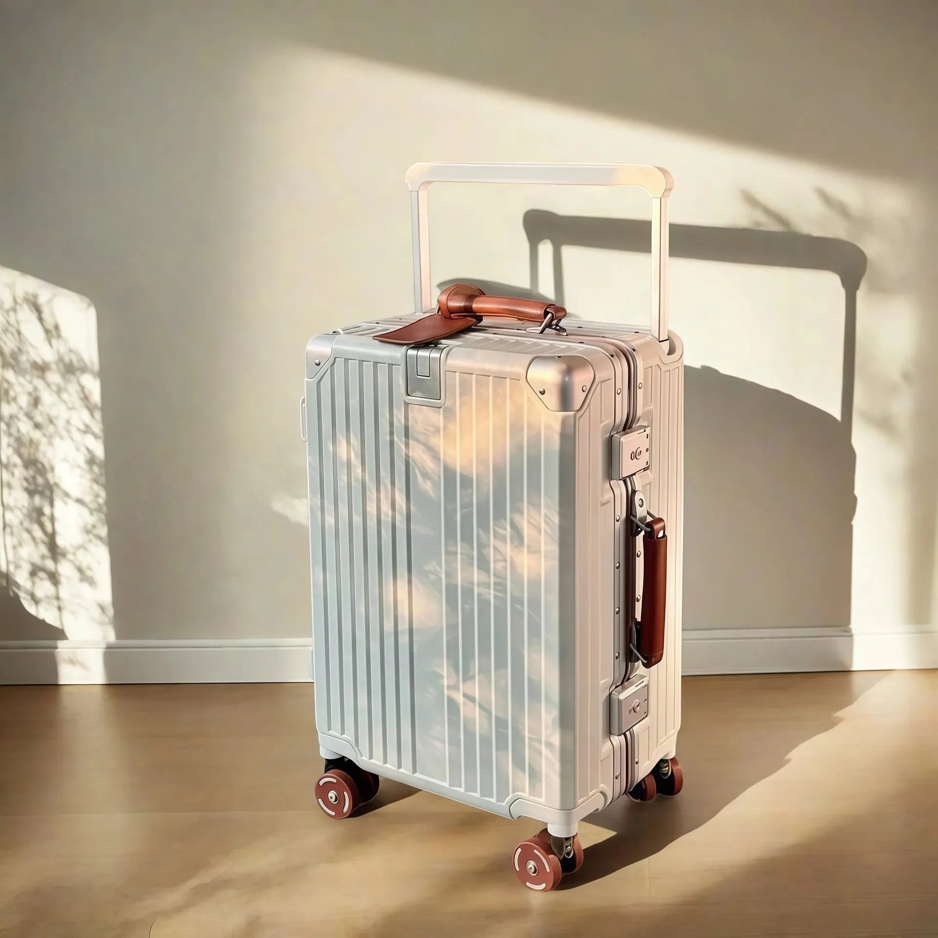 Wide Handlebar Travel Balance Trolley Suitcase with Colorful Silent Wheels TSA Lock Rolling Luggage Large Capacity PC Material