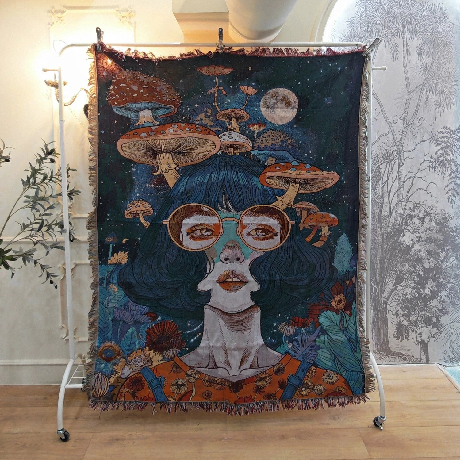 Ladies Sofa Blanket Oil Painting Woman Home Decoration Camping Blanket Bedspread Picnic Mat Aesthetic Wall Tapestry Bed Cover