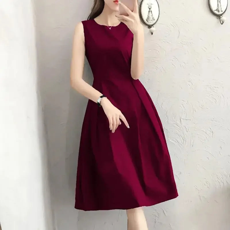 French Vintage Design Unique Summer New Hepburn Style Goddess Elegant Sleeveless Dress Fairy System Women's Dress China Origin