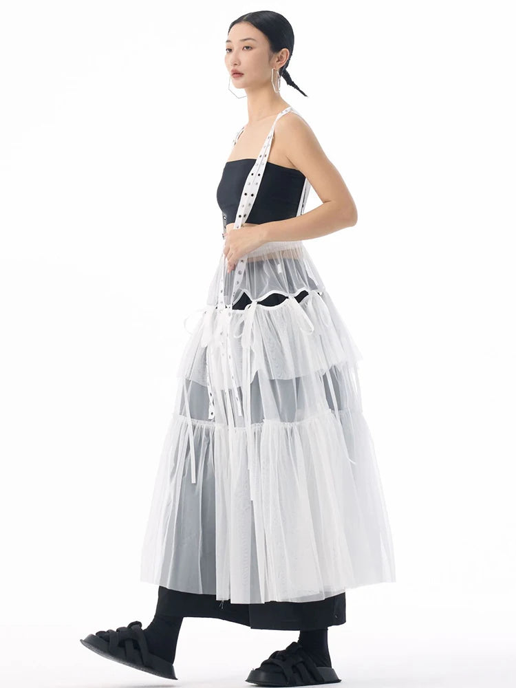 Midi Skirt - High Elastic Waist - Cotton Polyester - Coffee | KIMLUD