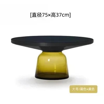 Nordic Creative Glass Round Coffee Table Combination Living Room Reception Side Table Transparent Light Luxury Coffee Tables