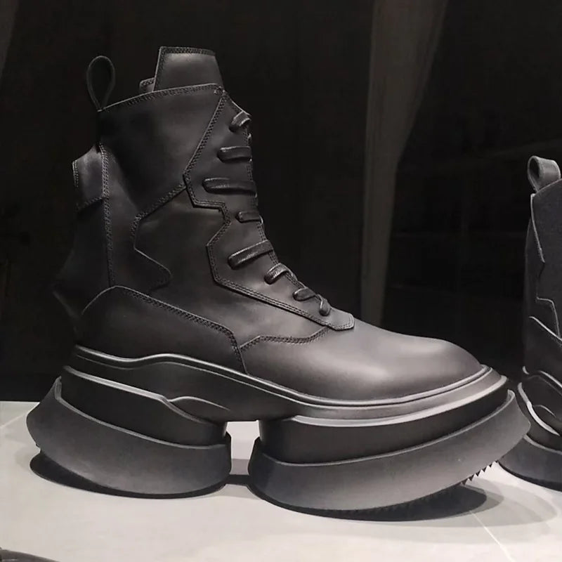 Men's Ankle Boots – High Top Street Style – Full Grain Leather | KIMLUD