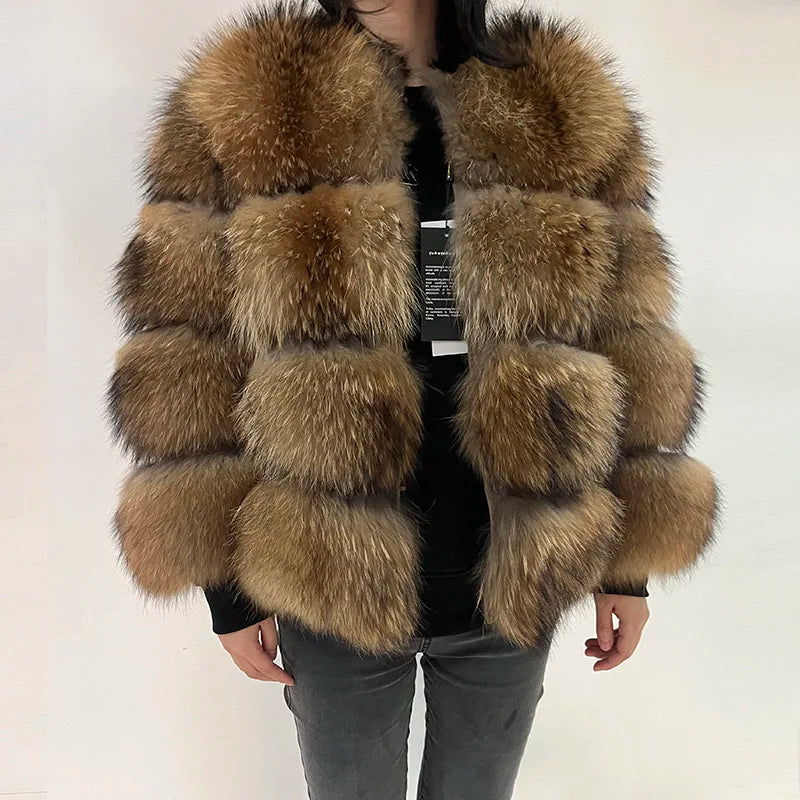 KIMLUD, 2024 maomaokong Super Hot Winter Women Luxury Thick Real Raccoon Fur Coat Natural Fox Fur Jacket Plus Size Jackets Female Vest, KIMLUD Womens Clothes