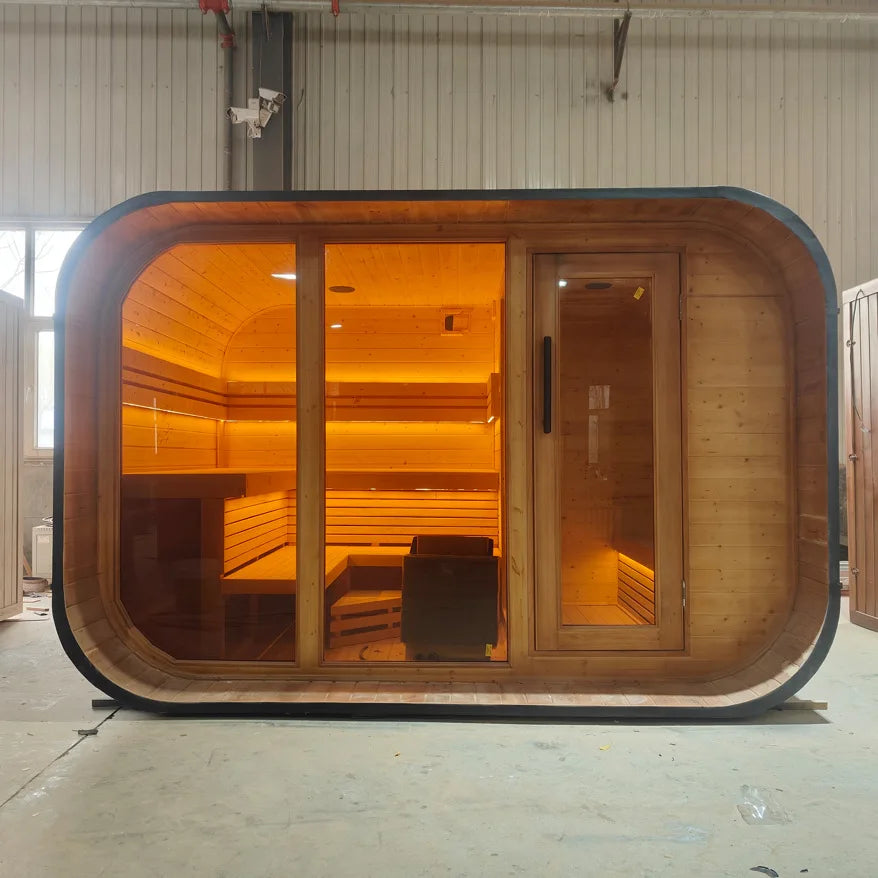 New design Canadian red cedar cube outdoor sauna traditional wooden sauna for home use