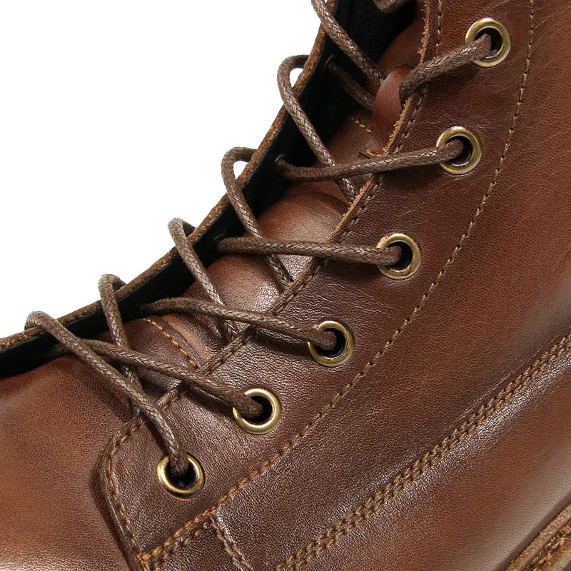 Goodyear-Welted Motorcycle Boots Rugged Heritage — Vintage Oil | KIMLUD