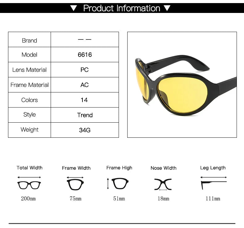 Oversized Y2K Sunglasses Wraparound Frames — Silver | KIMLUD