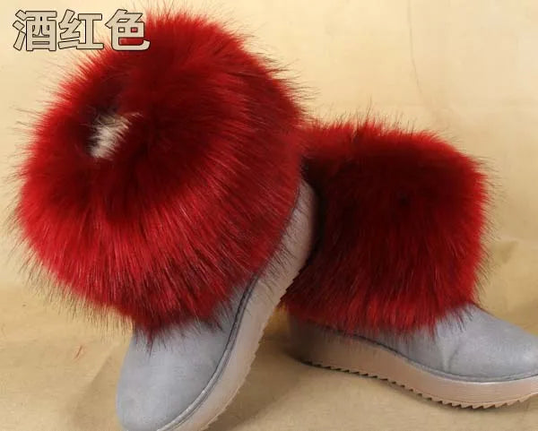 Faux Fur Boots Leg Warmer Cuffs Elastic DIY Accessory — Black | KIMLUD