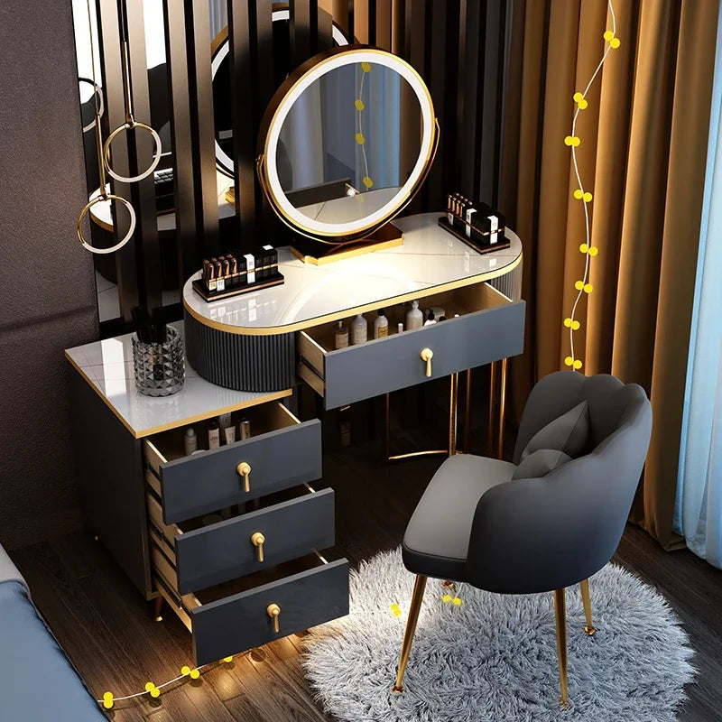 European Modern Vanity Table Storage Brass Hardware — Deep Blue-Dust | KIMLUD