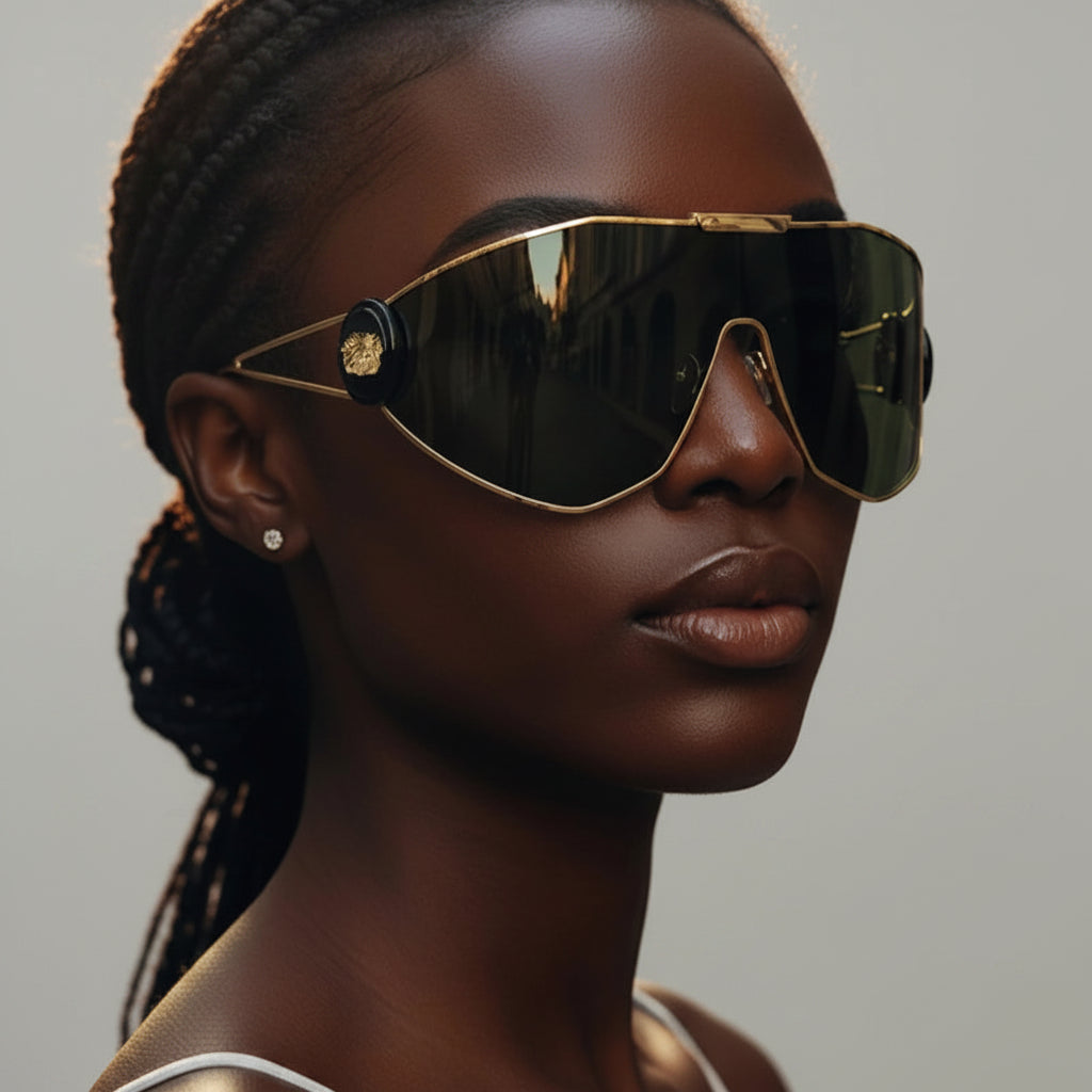 Plastic Oversized Sunglasses Solid — Gold | KIMLUD