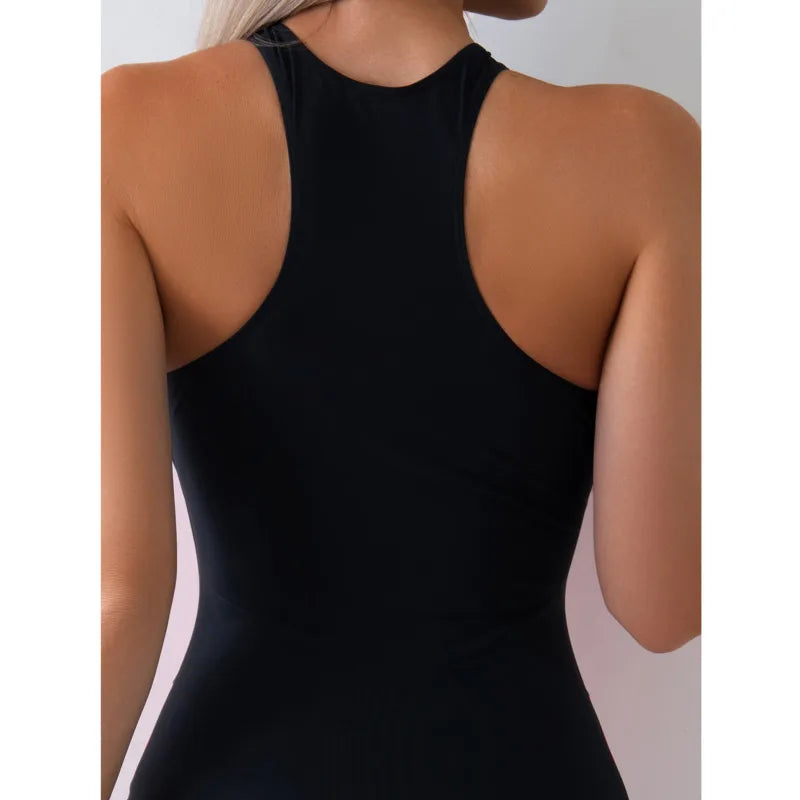 Polyamide One Piece Swimsuit Neon Patchwork Panels — Black Neon Pink | KIMLUD