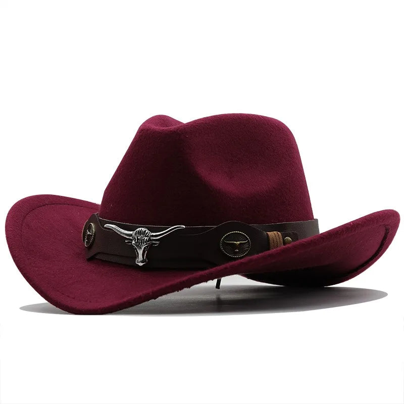 Felt Cowboy Hat Rolled-Up Buckle-Belt Turquoise-Band Bling-Star — Chocolate Brown | KIMLUD