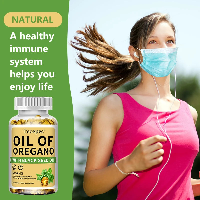 Oregano Oil Capsule With Black Seed Oil 20:1 Extract For Antioxidant Immune Health Support — Amber | KIMLUD
