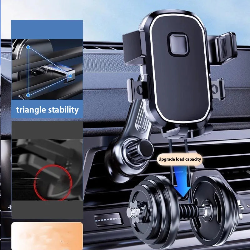 Car Phone Holder - Wider Clamp & Metal Hook - Air Vent Clip - Black | KIMLUD