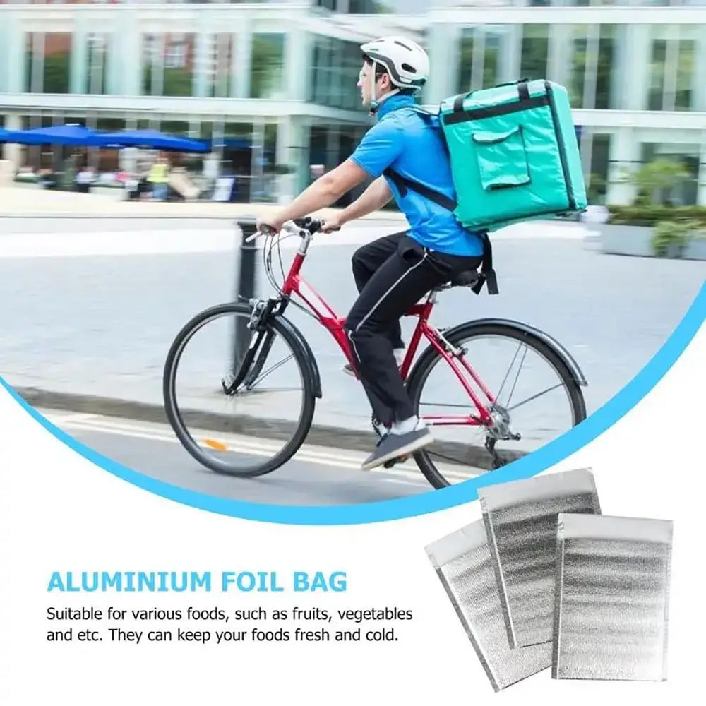 KIMLUD, 50Pcs/Pack Ice Cold Warm Aluminum Foil Bag Food Thermal Drink Storage Insulation Bag Delivery Carrier with Closure Cooler Bag, KIMLUD Womens Clothes