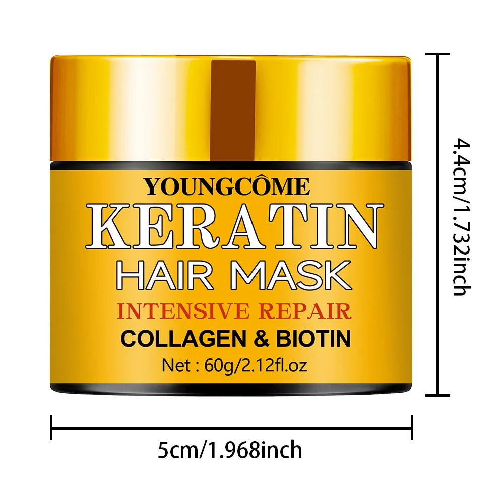 Keratin Hair Mask Biotin Collagen Nourishing Treatment — Gold | KIMLUD