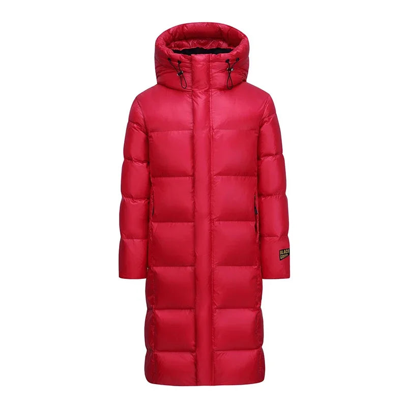 Top Grade Women Red 90%  White Goose Down  Thick（Winter) Warm  X-Long Jackets 2023 New Arrivals Female Hooded Down Parka