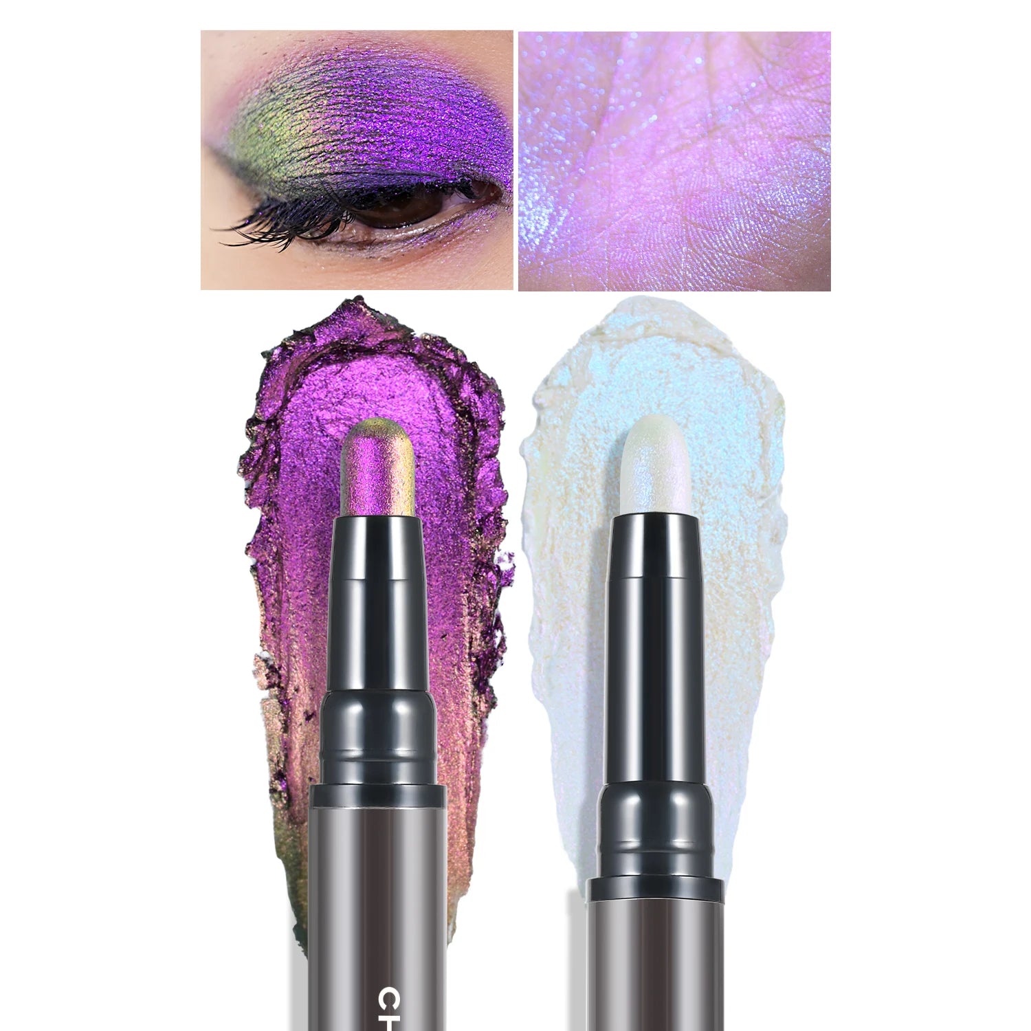 KIMLUD, CHARMACY 2 In 1 Multichrome Eyeshadow Sticks High Pigmented Glitter Eyeshadow Waterproof Eye Shadow Pen Metallic Makeup 6 Color, 901 / CHINA, KIMLUD APPAREL - Womens Clothes