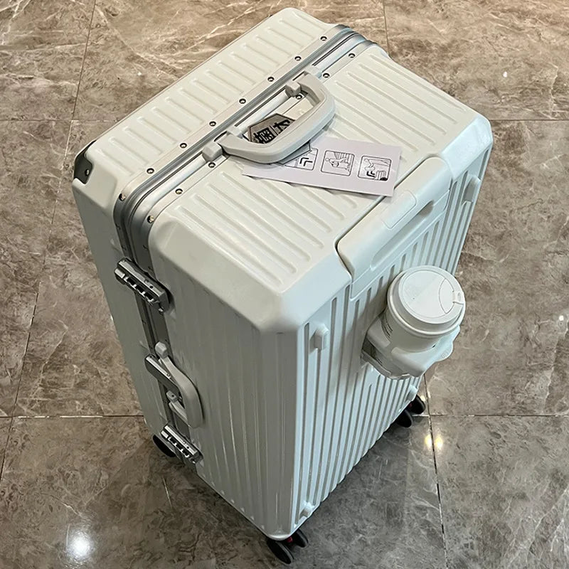 Large capacity 28-inch student thickened handle suitcase for girls, 26-inch aluminum frame travel suitcase for men