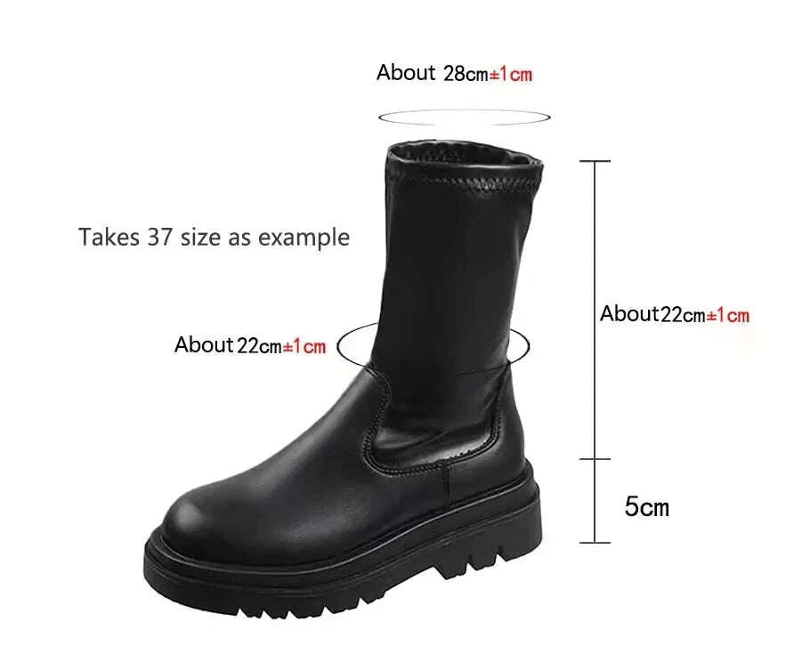 KIMLUD, Gladiator Motorcycles Over The Knee High Boots Women 2022 Winter New Platform Chelsea Female Shoes Designer Snow Stretch Botas, KIMLUD Womens Clothes