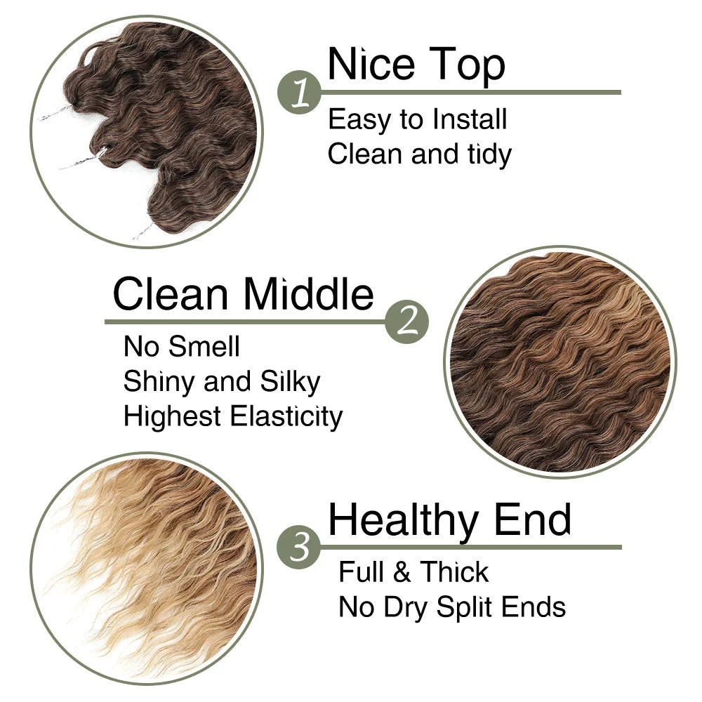 Crochet Braids Synthetic Hair High Temperature — Ombre Brown | KIMLUD