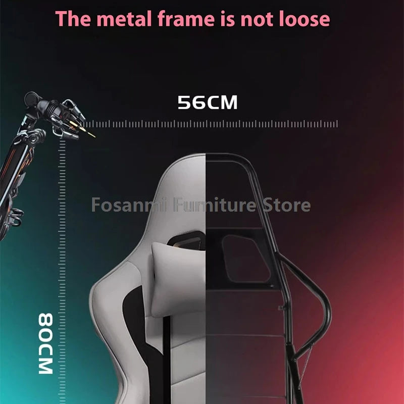 KIMLUD, Stylish Reclining Gray Leather Gaming Chair Home Office Ergonomic Desk Chair with Lumbar Pillow Adjustable Gamer Computer Chairs, KIMLUD Womens Clothes