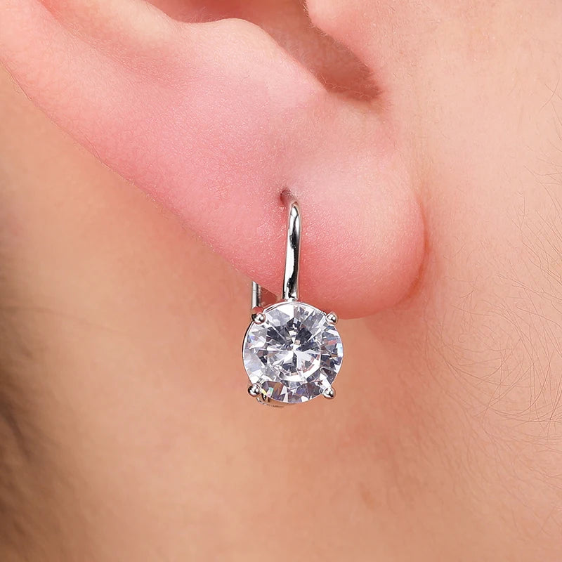 U-Shaped Hoop Earrings Cubic Zirconia Sparkle — Silver | KIMLUD