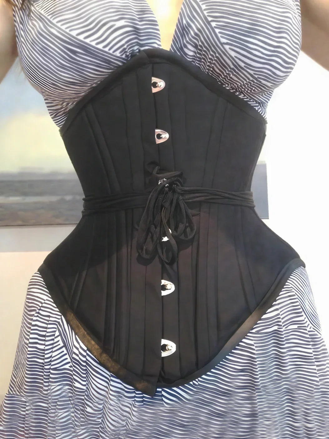 Women Corset Bustier Underbust Wasit Trainer Shapwear Lace Up Double Steel Boned Cotton Lengthened Bodice Control Girdle Belts