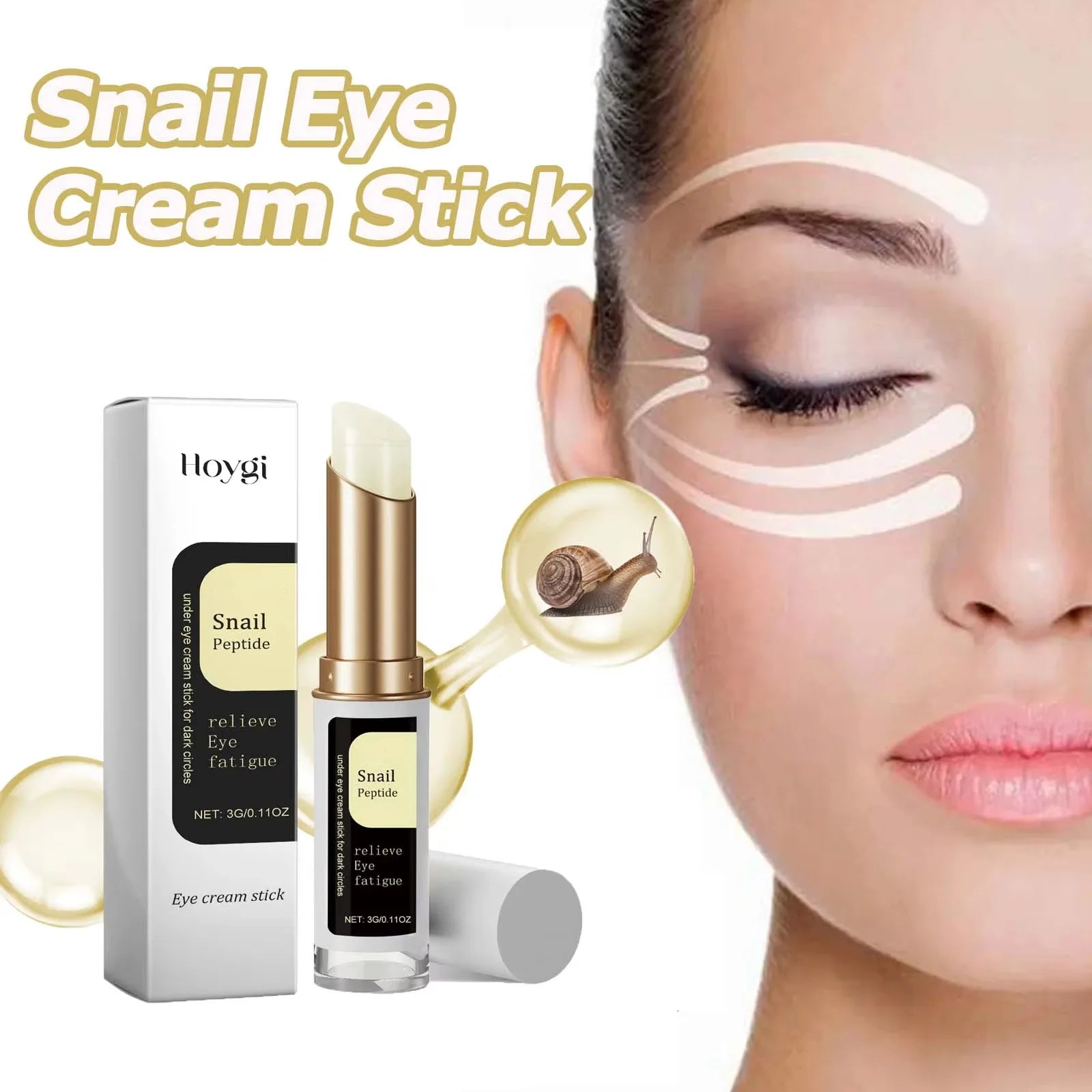 Snail Mucin Eye Cream Stick Collagen Anti-Aging Dark Circles Puffiness Hydration — Clear | KIMLUD