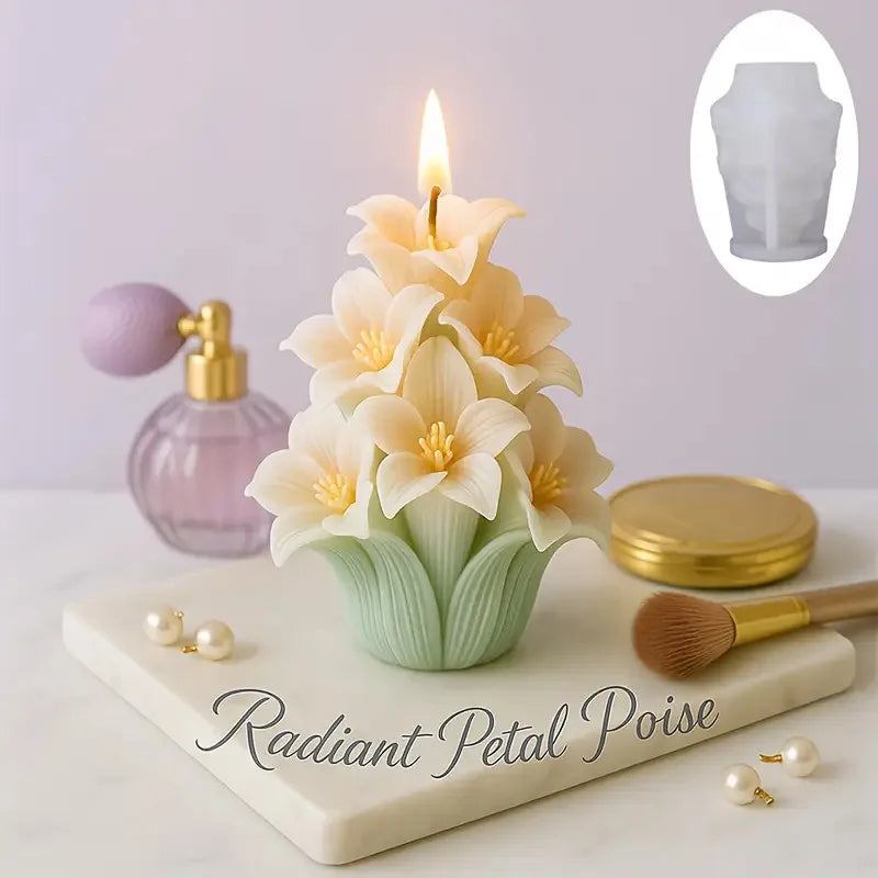 Rose tree candle mold, elegant white flower design, suitable for home decoration and ornaments, handicrafts and creative gifts.