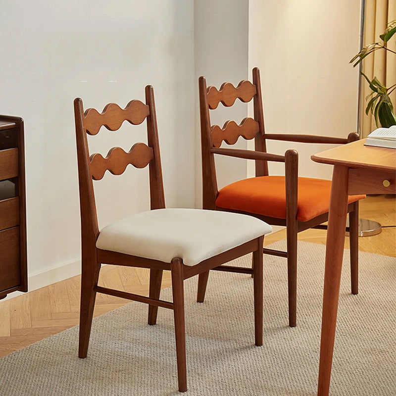 Solid Wood Dining Chair Household French Makeup Soft Bag Armrest Chair Light Luxury Balcony Backrest Silla Comedor Furniture